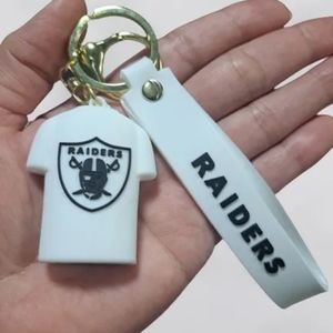 Las Vegas Raiders Team NFL Keychain Metal White And Black